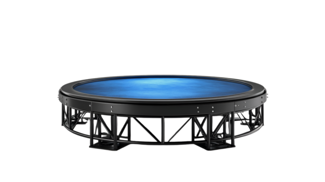 Circular stage with blue surface modern design event space