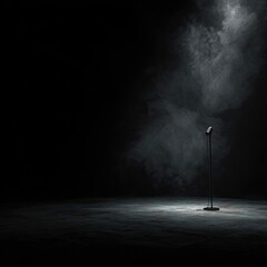 Empty stage with spotlight and microphone (1)