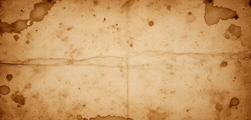 Aged paper texture with stains and folds, in sepia tones, showcasing a vintage look with organic imperfections that enhance old-world aesthetics and historical design compositions.
