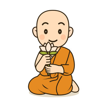 recommend clip art: cartoon monk meditating illustration