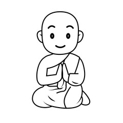 cartoon monk meditating illustration