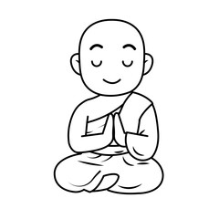 cartoon monk meditating illustration