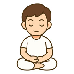 cartoon man sitting meditating illustration