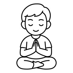 cartoon man sitting meditating illustration