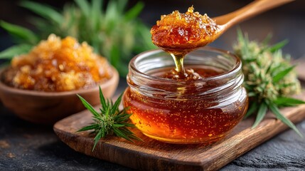 Marijuana Infused Honey Jar with Bud