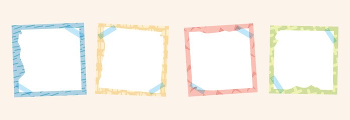 Set of Decorative vintage frames and borders set, Cute photo frame vector bundle set. 