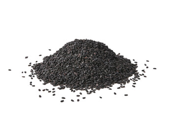 black sesame seeds isolated on white background