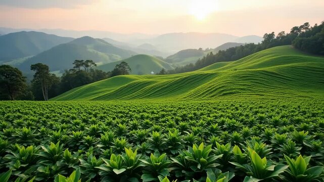 Breathtaking Aerial View of Coorg Coffee Estate Karnataka India, Lush Green Rows in 4k Under Soft Morning Light, Serene Landscape