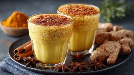Golden Milk Latte with Turmeric, Ginger and Spices