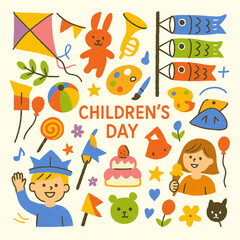 Fototapeta premium Children's Day Celebration Elements Set
