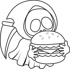 Illustration of cute skull ghost icon.
Funny skull ghost in activities stickers.
Angel of death cute elements.