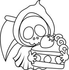 Illustration of cute skull ghost icon.
Funny skull ghost in activities stickers.
Angel of death cute elements.