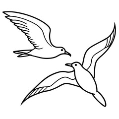 Elegant line art of two seagulls soaring in the sky