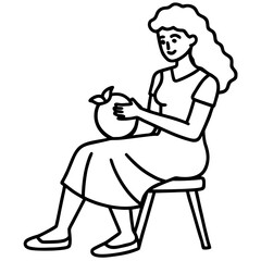 Minimalist line art of a woman sitting on a chair