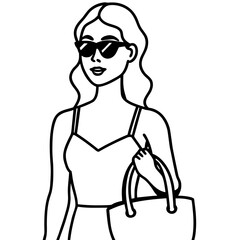 Minimalist line art of a woman wearing sunglasses