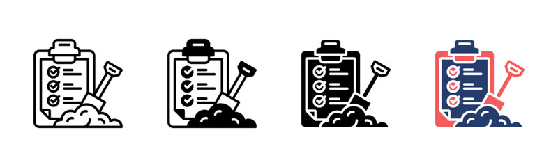 Site Preparation icon sheet multiple style collection