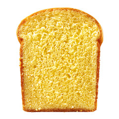 Golden Slice of Buttered Toast Isolated on White Background