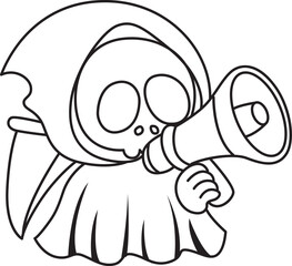 Illustration of cute skull ghost icon.
Funny skull ghost in activities stickers.
Angel of death cute elements.