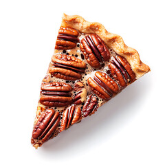 Slice of Pecan Pie with Golden Crust and Sticky Glaze