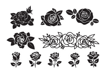 Floral Rose Silhouette Collection – Decorative Vector Set