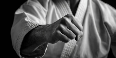 Martial arts practitioner in a striking stance