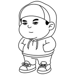 Hiphop Character Illustration Cartoon Outline