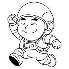 Astronaut Outline Kid Cartoon Illustration