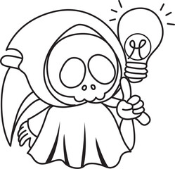 Illustration of cute skull ghost icon.
Funny skull ghost in activities stickers.
Angel of death cute elements.