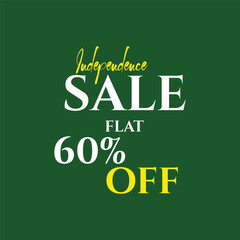 Naklejka premium Independence Day Sale Flat 60% Off Promotional Banner Design