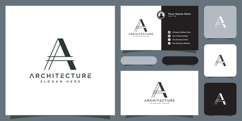 Letter A Logo Design with Architecture Element