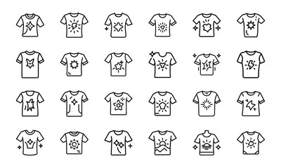 Diverse Collection of Raglan T-Shirt Silhouette Icons: Black and White Designs for Apparel, Sports, and Casual Wear