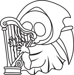 Illustration of cute skull ghost icon.
Funny skull ghost in activities stickers.
Angel of death cute elements.