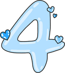 Number 4 – Playful Pastel Number Four Clipart for Classroom Labels and Counting Sets