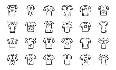 Diverse Collection of Raglan T-Shirt Silhouette Icons: Black and White Designs for Apparel, Sports, and Casual Wear