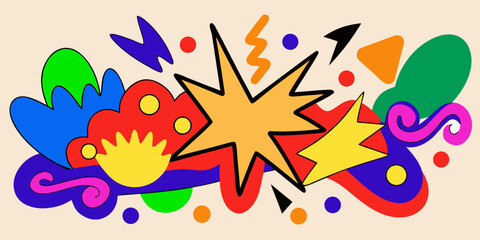 Vibrant Abstract Composition with Bold Shapes and Colors in a Playful and Energetic Design Style Illustration