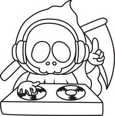 Illustration of cute skull ghost icon.
Funny skull ghost in activities stickers.
Angel of death cute elements.