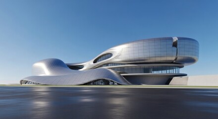Obraz premium Modern and sleek architectural building with unique curved design