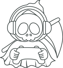 Illustration of cute skull ghost icon.
Funny skull ghost in activities stickers.
Angel of death cute elements.