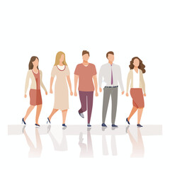 Fototapeta premium Diverse team confidently strides forward together, showcasing unity and progress in modern business settings.