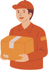 Delivery Man Holding Package For Service