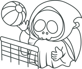 Illustration of cute skull ghost icon.
Funny skull ghost in activities stickers.
Angel of death cute elements.