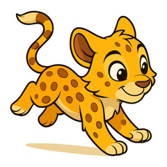 Cartoon leopard playfully running illustrations