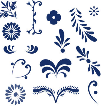 mexican talavera mosaic elements pack collection illustration in vector art