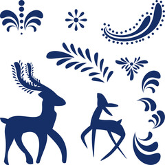 mexican talavera with deer elements pack collection in vector art