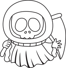 Illustration of cute skull ghost icon.
Funny skull ghost in activities stickers.
Angel of death cute elements.
