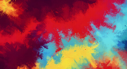 Expressive abstract painting with a vibrant explosion of colorful brushstrokes. A creative concept of chaotic energy and emotion.