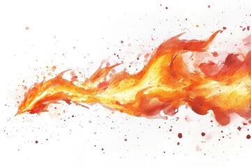 Watercolor fire streaks on white background