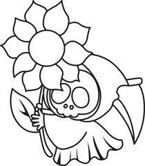 Illustration of cute skull ghost icon.
Funny skull ghost in activities stickers.
Angel of death cute elements.