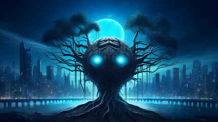 Electric Blue Cityscape