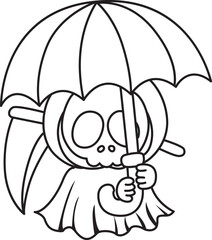 Illustration of cute skull ghost icon.
Funny skull ghost in activities stickers.
Angel of death cute elements.